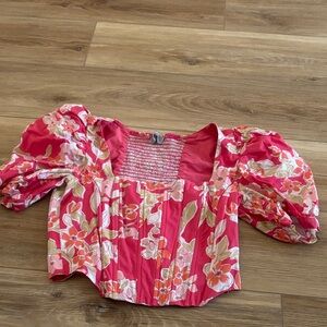 Vibrant Floral Puff Sleeve Blouse